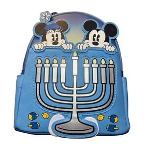 Disney Mickey and Minnie Mouse Hanukkah Light-Up Loungefly Mini Backpack NWT